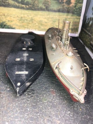 Iconic Sea Battle Civil War Monitor & Merrimac Ironclads Painted Plastic Models