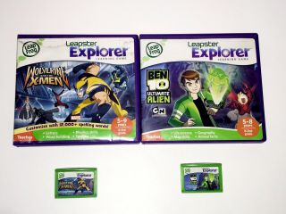 2 Leapfrog Leapster Explorer Cartridge Games Ben10 And X - Men Wolverine W/ Cases