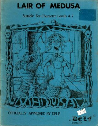 [rare] Lair Of Medusa,  Delf Frpg Module For Levels 4 - 7,  1970s?