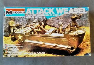 Vintage & Rare 1/35 Monogram Ww2 U.  S.  Attack Weasel M29c Model Kit