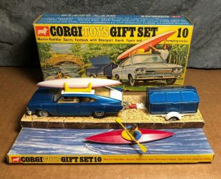 Vintage Corgi Toys | Gift Set 10 | Rambler Fastback With Kayak & Trailer | Box