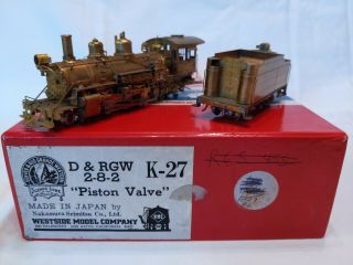 Hon3 Brass D&rgw K - 27 2 - 8 - 2 " Piston Valve " Steam Locomotive Westside Models.