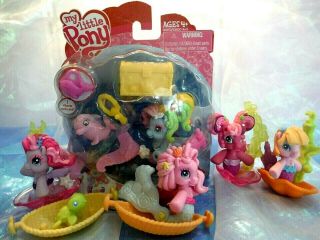 My Little Pony Ponyville Mermaid Castle Ride Seats,  Ponys,  Pets,  Nib Playset
