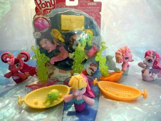 My Little Pony Ponyville Mermaid Castle Ride Seats,  Ponys,  Pets,  NIB Playset 7