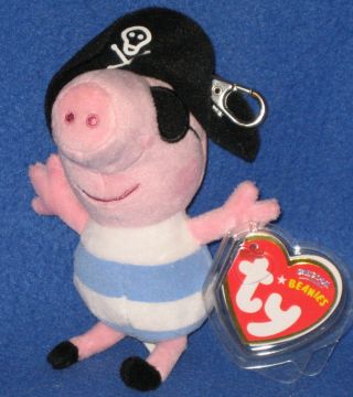 Ty Pirate George Beanie Baby Key Clip - Uk Exclusive (peppa Pig) - Tags