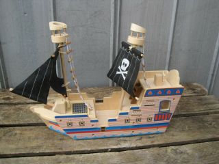 Melissa And Doug Wooden Pirate Ship Boat Play Set B0179