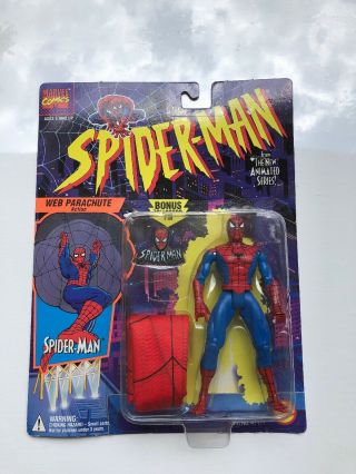 1994 Toy Biz Spider - Man Animated Series Web Parachute Action Marvel Vintage