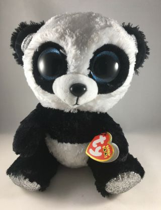 2019 Ty Beanie Boos 9 " Medium Bamboo Panda Bear Animal Plush W/ Mwmt Heart Tags
