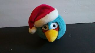 5 " Htf Angry Birds Seasons Plush - Santa Hat Blue Bird