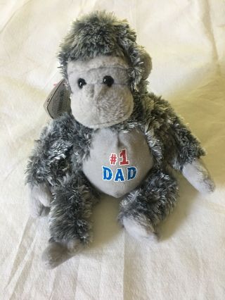 Ty Beanie Baby Pops 1 Dad Gray Gorilla Monkey Bean Bag Plush 2008 Tags