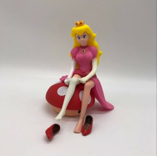 Mario Bros.  Princess Peach Figure With Mushroom Pvc Plastic Doll Toy 8 "