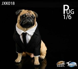 JXK studio 1/6 pug Black - FRANK Dog Animal Model Resin Statue 8