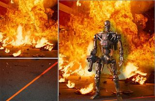 Poster Backdrop Ships Rolled Terminator Crash For 1/6 Hot Toys Figures T - 800 T2