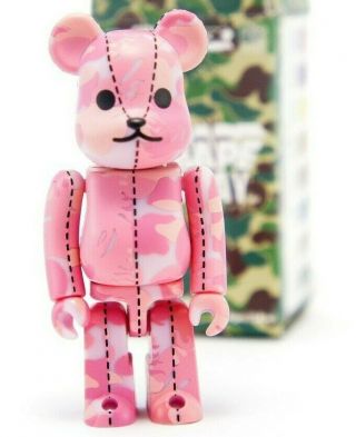 Medicom Bearbrick Be@rbrick 100 A Bathing Ape Bape Pink Fire Camo Series 3 Art