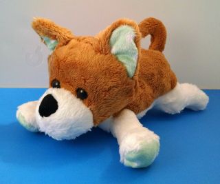 Animal Adventure Brown Puppy Dog 9.  5 " Green Heart Paws&ears Stuffed Plush