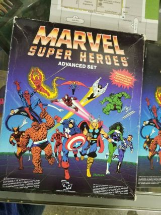 1986 Marvel Heroes Advanced Game Set Tsc Uncut Complete W/ Dice