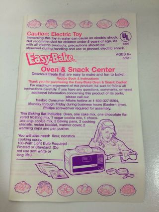 VINTAGE 1997 EASY - BAKE OVEN & SNACK CENTER 65510 - - Contents 8