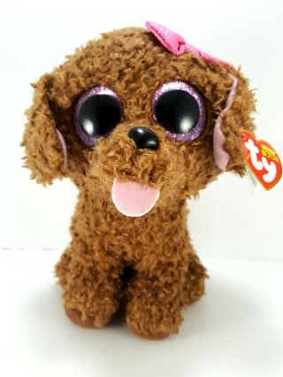 Ty Beanie Boos 9 " Pink Glitter Eyes Maddie Poodle Chocolate Poodle Plush Stuffed