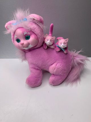 Vintage Kitty Surprise Hasbro Plush Pink Mom W/2 Kittens Babies Cats 1993