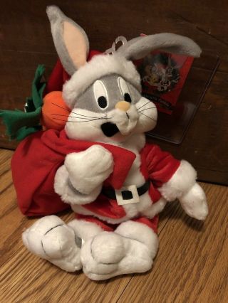 Warner Bros Studio Store Bugs Bunny Christmas Santa Plush Stuffed Doll 10 " Vgc