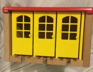 Brio Wood Toy Mechanics Garage Made in Sweden 8 - 1/2”x 7” X 3 - Doors, 6