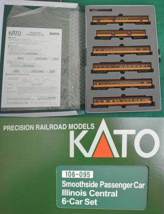 Illinois Central Ic 6 Carsmooth Side Passbookcase Setkato 106 - 095 N Scale Au9s9