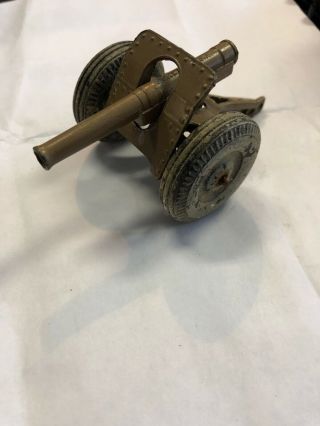 Barclay Lead Toy Soldier Field Cannon Rubber Tires Mechanism - 1940