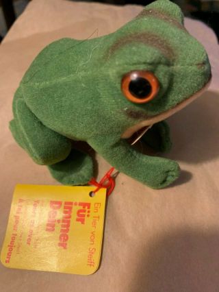 4” Steiff Frog " Froggy " 2370/08 W Two Tags And Button