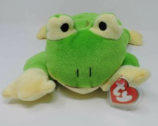 Ty Pillow Pals Ribbit Frog Plush Green Yellow 14 " Soft Toy Stuffed Animal
