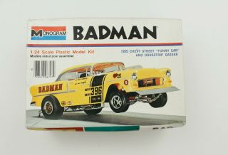 Vintage Monogram 1/24 Scale Badman 1955 Chevy Street " Funny Car " Model Kit
