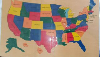 Wooden Usa Map Puzzle,  In,  Colorful Geography