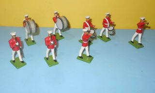 1986 Britains Us Marine Drum Bugle Corps Toy Painted Metal Figure 8 In All