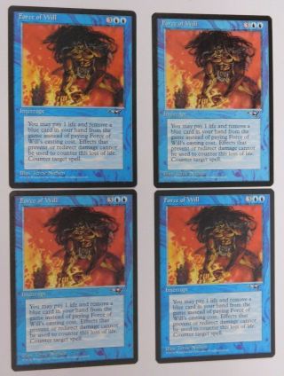 Force Of Will Playset - 4x Magic The Gathering Mtg Alliance Card