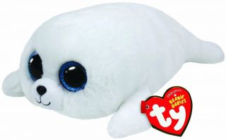 Ty 13 " Medium Icy White Seal Beanie Boos Plush Stuffed Animal Heart Tags Mwmt 