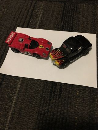 2 Tyco Ho Slot Cars.  Ford Coupe And Ferrari