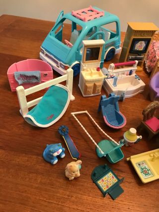 Vintage Fisher Price Loving Family Doll House Furniture And Car 2