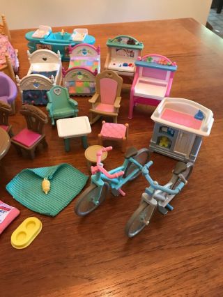 Vintage Fisher Price Loving Family Doll House Furniture And Car 4