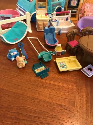 Vintage Fisher Price Loving Family Doll House Furniture And Car 5