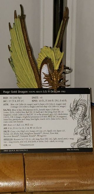 Dungeons And Dragons D&d Miniatures Giants Of Legend Huge Gold Dragon W/ Card Nm