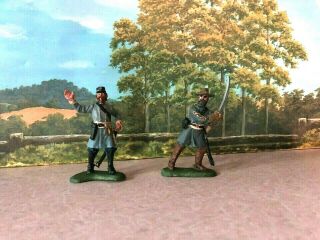 Hand Painted Civil War Toy Soldiers - General Csa Officers - Hood And Pickett