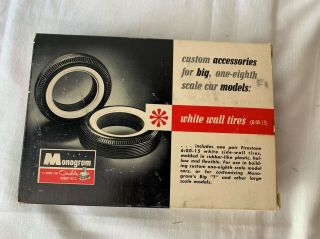 1963 Monogram White Wall Tires 1/8 Scale Model Big T Roadster Car Hot Rod,  Nip