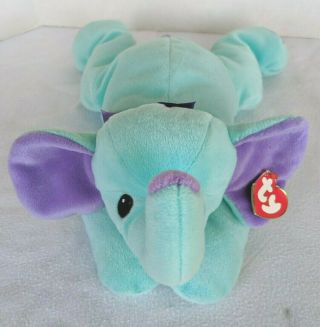 Ty Pillow Pals Squirt Elephant Blue Purple 1998 Stuffed Animal 14 " Plush Toy