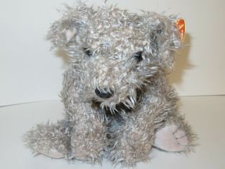 Ty Classic Rags Plush Puppy Dog 2000 Stuffed Animal Gray 15 " Shaggy Beanie Tag