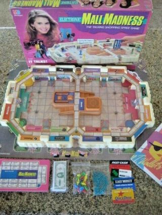 Vintage 1989 Electronic Mall Madness Board Game Milton Bradley 100 Complete