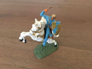 Elastolin Medieval Mounted Knight On Rearing Horse With Sword & Shield 70mm