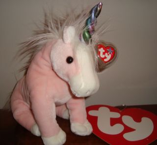 Ty Charmer Pink Unicorn Horse 2003 Mwmts 14 " Beanie Buddy Size Plush