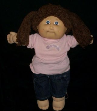 Vintage Cabbage Patch Kids Baby Doll Girl Brown Hair Stuffed Animal Plush Toy O