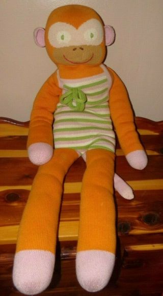 Bla Bla Giant Doll Knit Monkey Clementine 42 " Long Plush Orange/green/pink