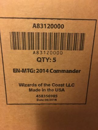 Mtg Commander 2014 Set Of 5 Decks In Carton