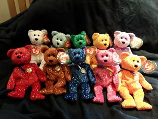 Beanie Babies - Complete Set Of 10 " Decade " - 2003.  All With Tags
